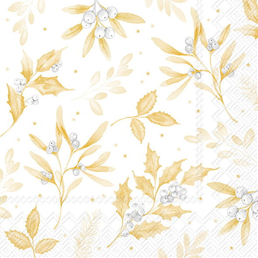 Serviett kaffe Branches of Harmony white gold