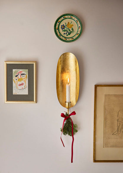 Wall-mounted candlestick oval gold 37 cm