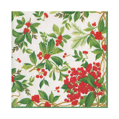 Napkin coffee Holly Chintz white