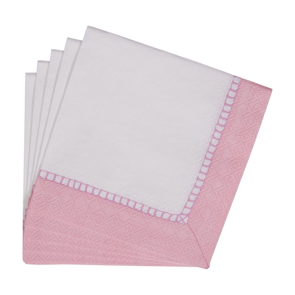 Napkin coffee linen border petal pink