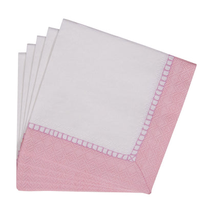 Napkin coffee linen border petal pink
