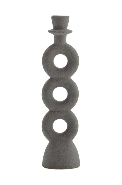 Candle holder dark grey three rings 32 cm