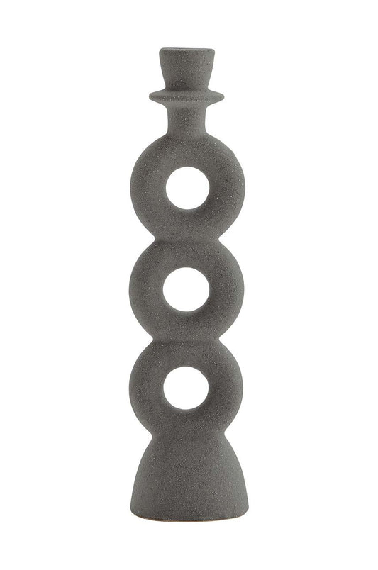 Lysestake mørk grå tre ringer 32 cm