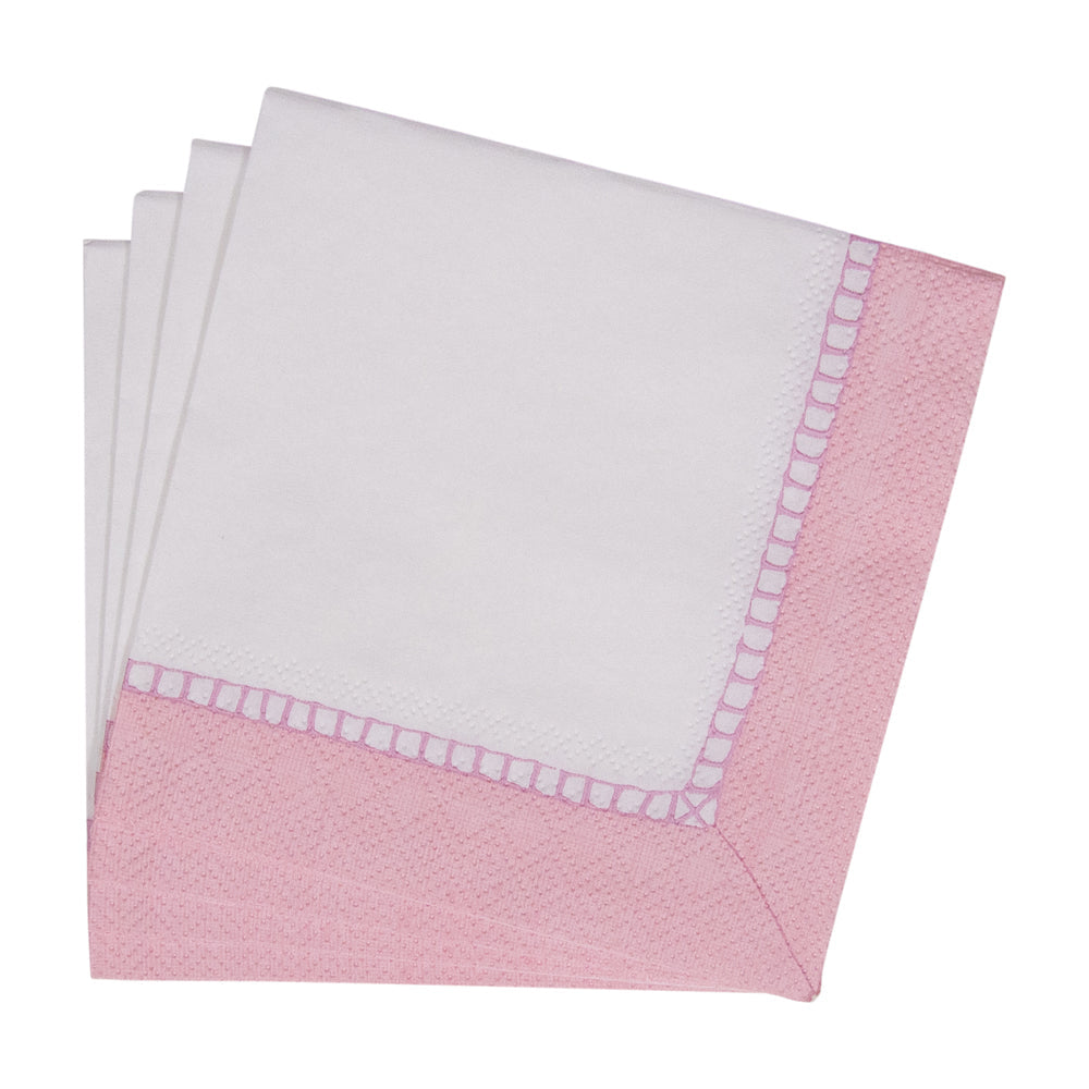 Napkin coffee linen border petal pink