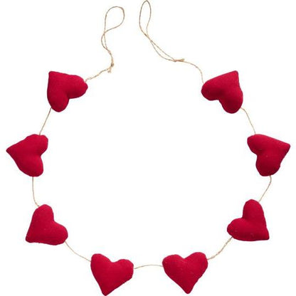 Girlander m/8 røde hjerter 125 cm
