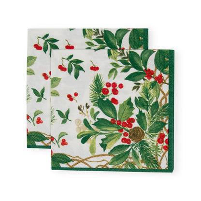 Serviett kaffe Holly Chintz white