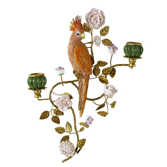 Vegghengt papegøye lysestake 60 cm