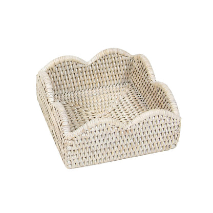 Napkin holder rattan scallop coffee