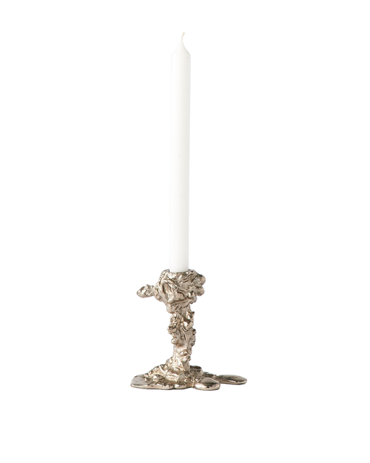 Drip candle holder silver small