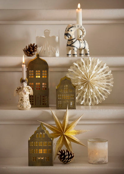 Candlestick Townhouse Golden 16 cm