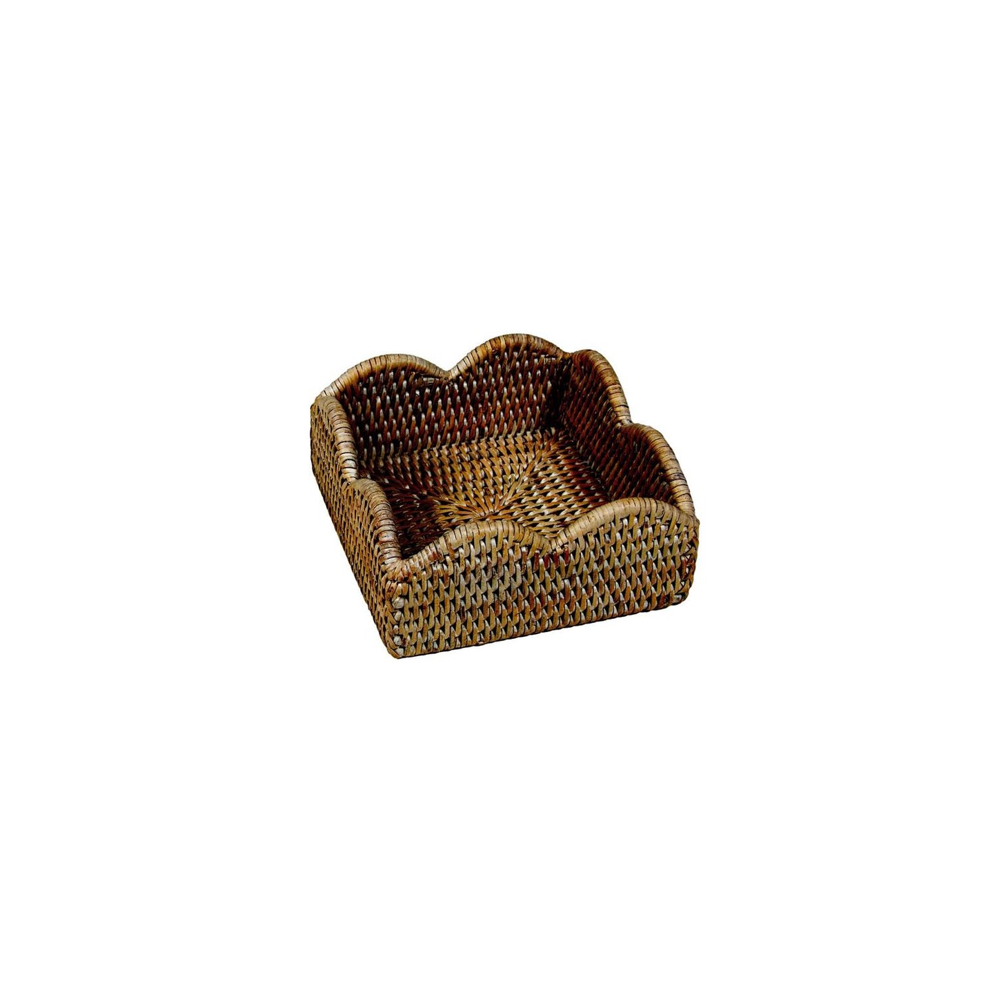 Napkin holder rattan scallop coffee