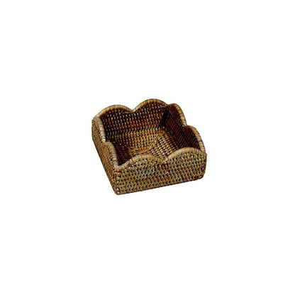 Napkin holder rattan scallop coffee