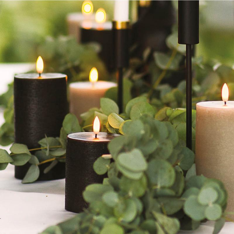 LED pillar candle Forest black 7.8x10.1 cm