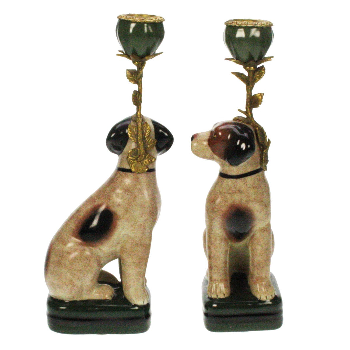 Lysestake hund porselen 30 cm