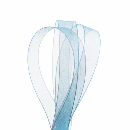 Organza bånd lys blå 15 mm