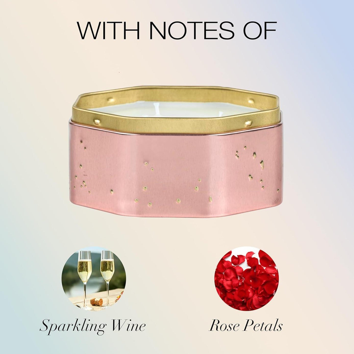 Sparkling Rose Octagon Tin Candle 40 Hour