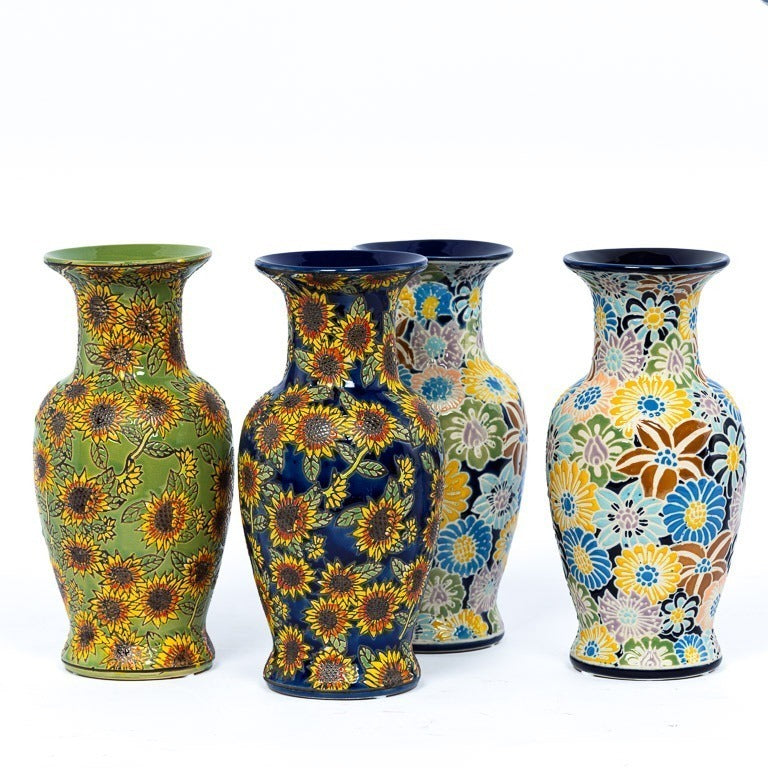 Vintage sunflower vase blue small 20 cm