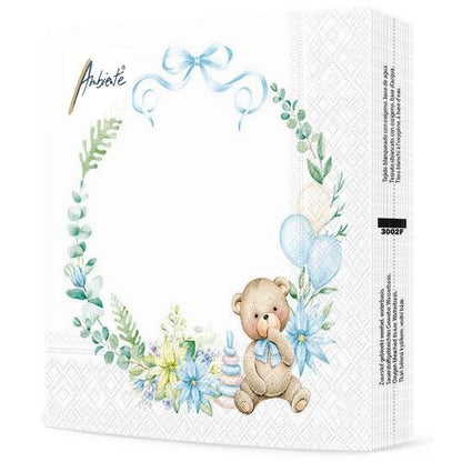 Napkin lunch Baby teddy bear blue