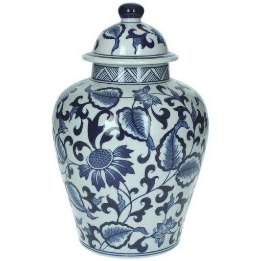 Decorative jar blue and white 26 cm
