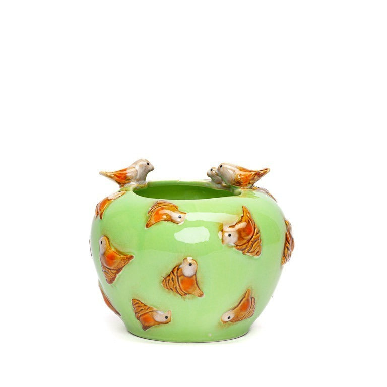 Bird's Nest vase green 11x13 cm