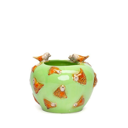 Bird's Nest vase green 11x13 cm