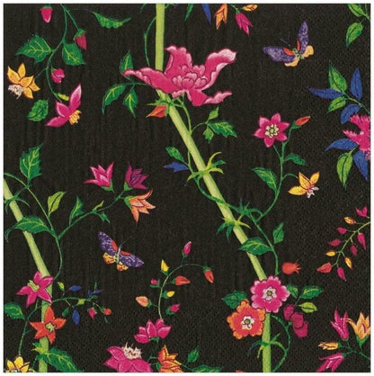 Napkin lunch sprigged silk black