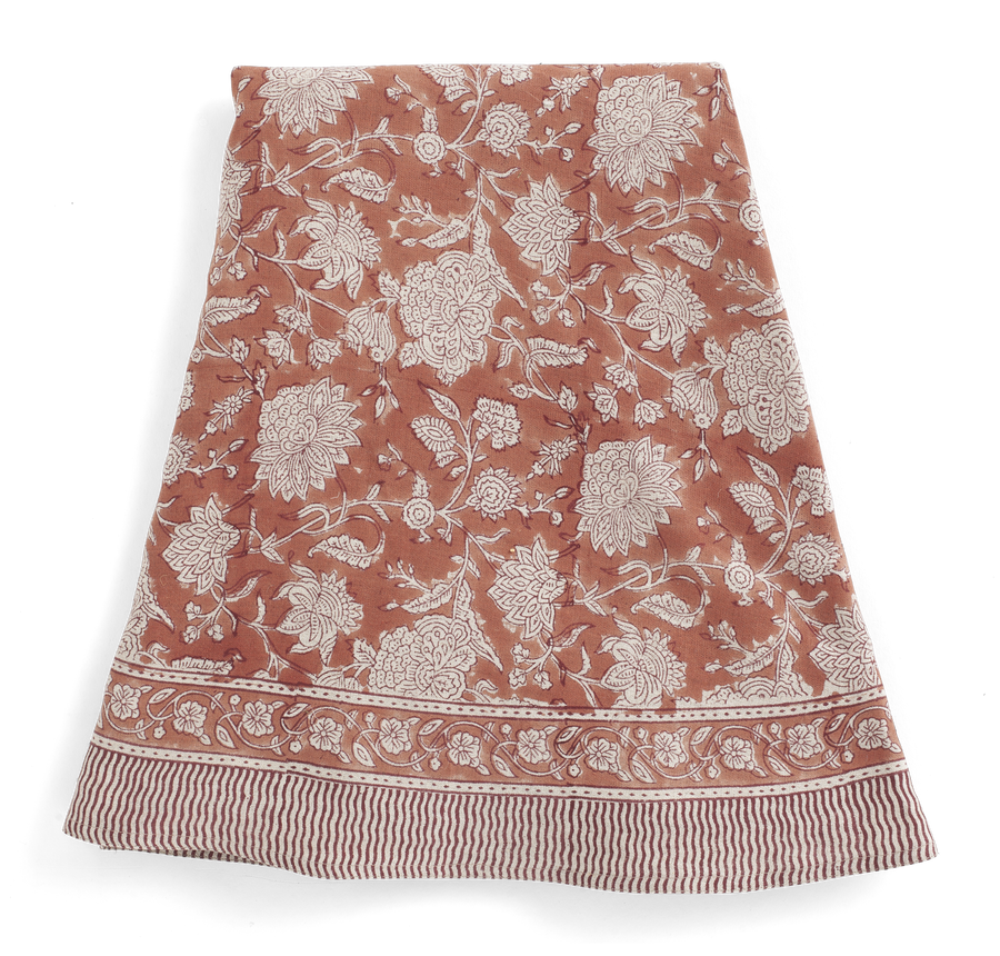 Indian Rose Tablecloth Terracotta Round 220 cm