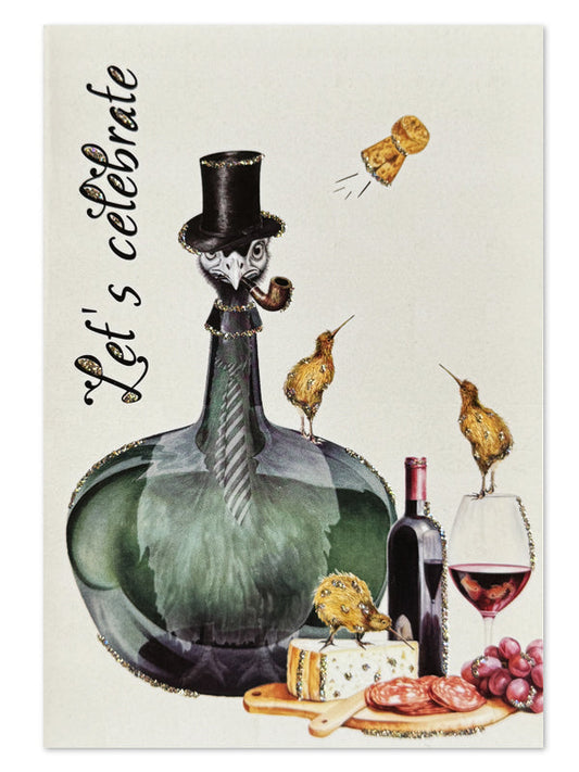 Glitter card Let’s celebrate Green bottle