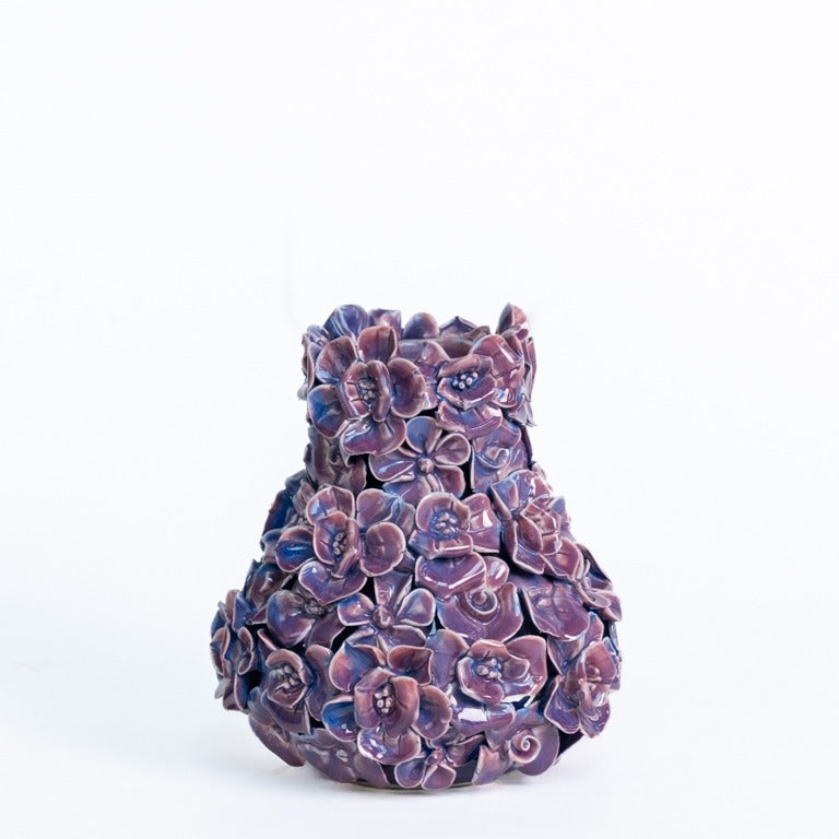 Vase Deco with flowers purple small