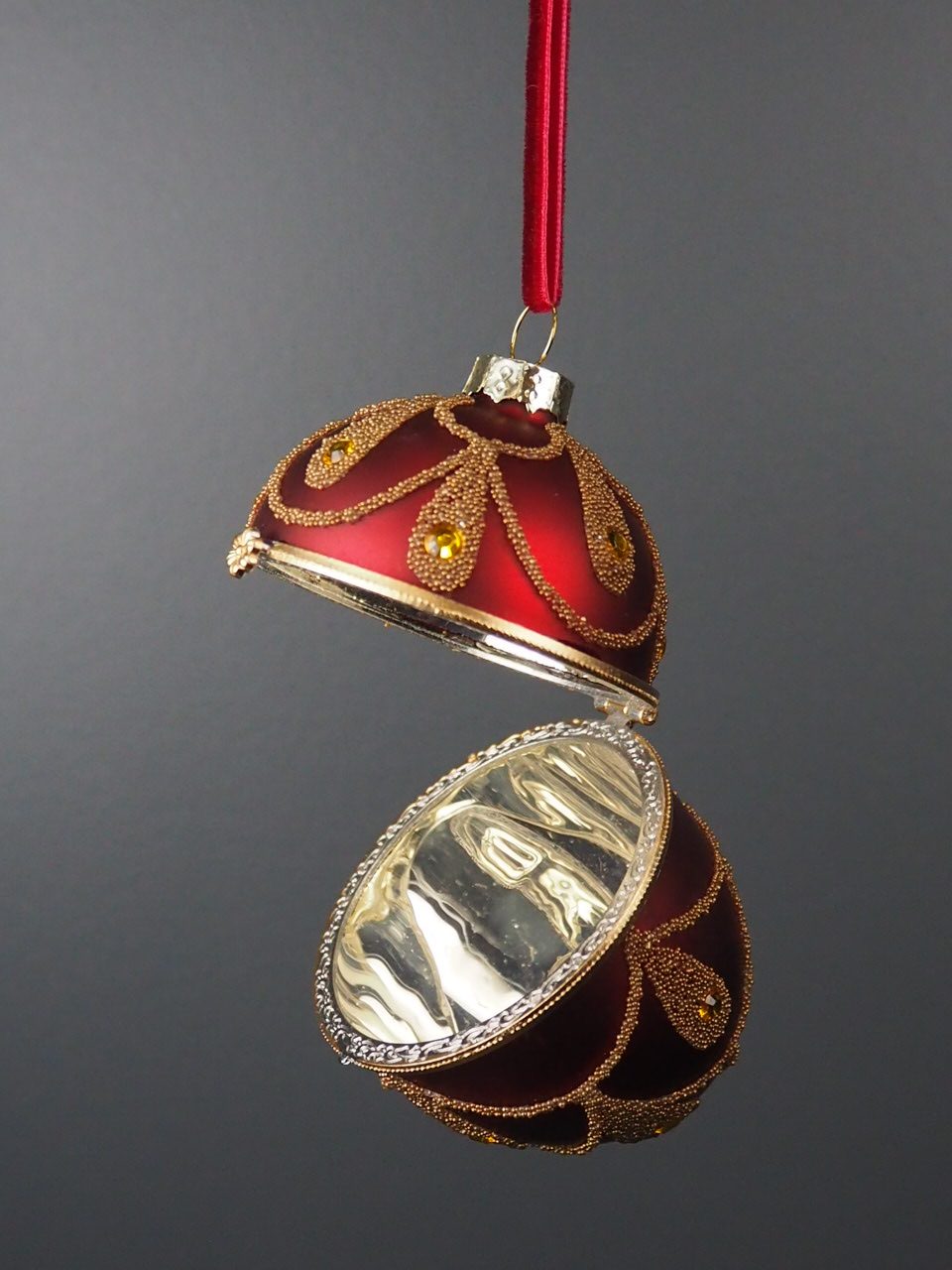 Juletrepynt egg rød 10 cm