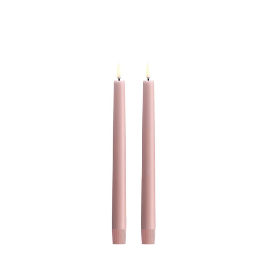 LED taper candles Rose Powder 25 cm S/2