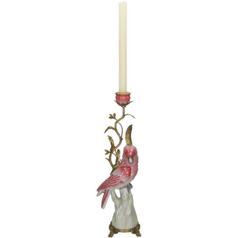 Cockatoo candlestick pink 42 cm