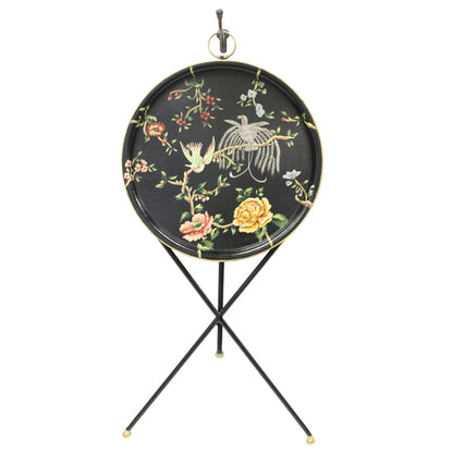 Sidebord m/brett blomster svart 61 cm