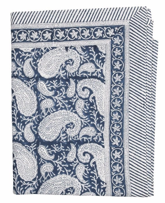 Tablecloth Big Paisley Navy Blue 150x230 cm