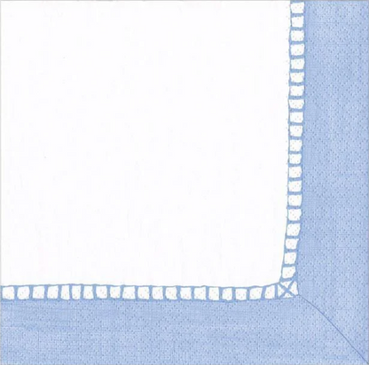 Serviett kaffe linen border light blue