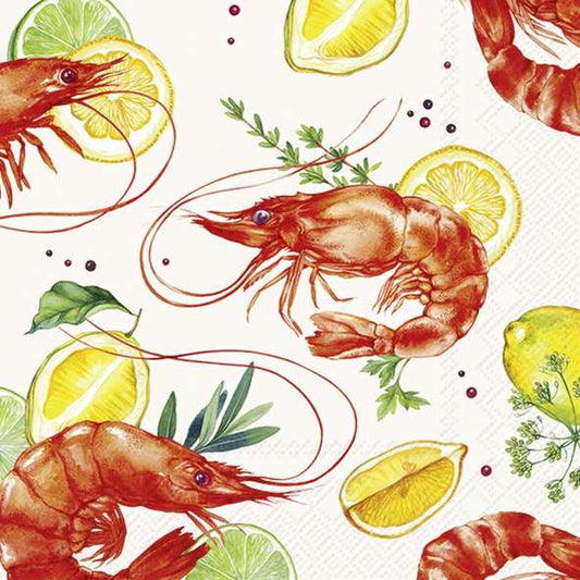 Serviett lunch Delicious shrimps white