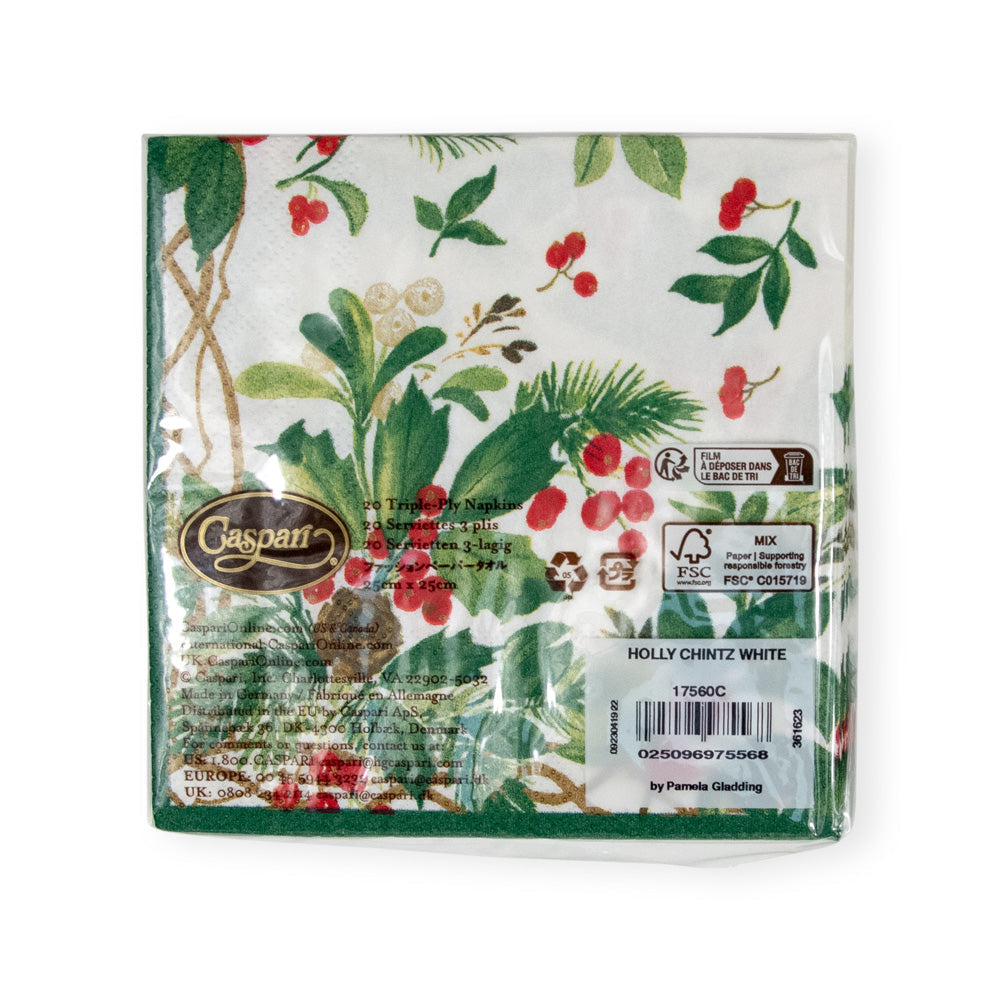 Serviett kaffe Holly Chintz white