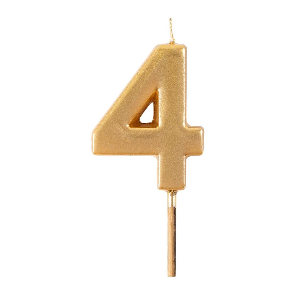 Cake candle number gold 4