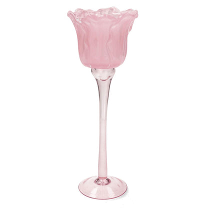 Telysholder tulipan rosa 27 cm