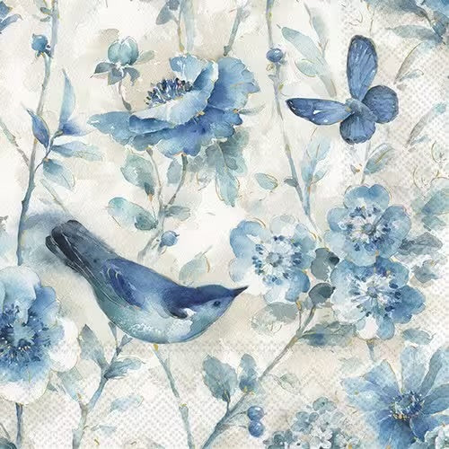 Serviett lunch Lani Cream Blue