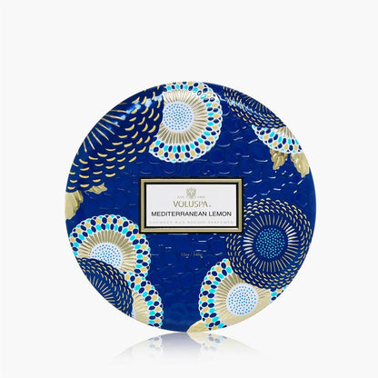 Mediterranean Lemon 3 Wick Tin Candle 40 Timer