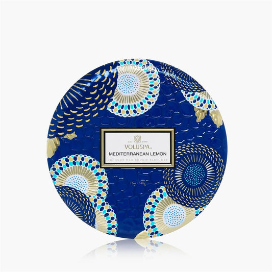 Mediterranean Lemon 3 Wick Tin Candle 40 Timer