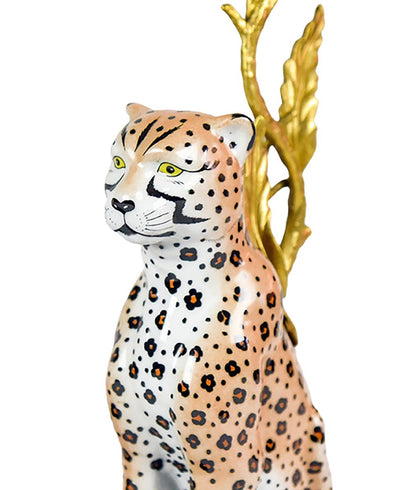 Lysestake porselen leopard