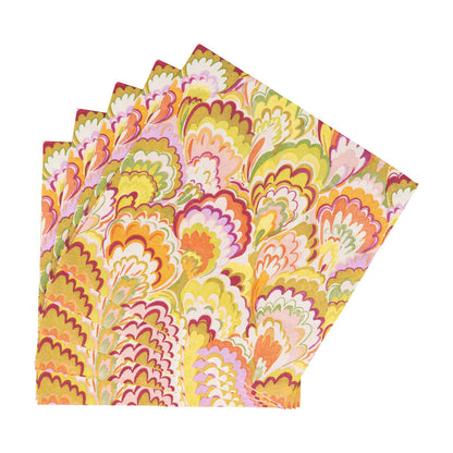 Napkin lunch Marbled ceramic raspberry & Chartreuse