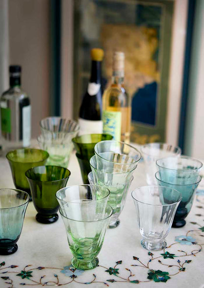 Water Glass Trellis Sage S/2