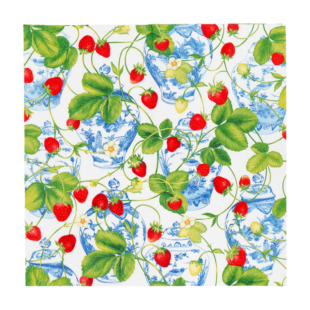 Napkin lunch Strawberries and cream