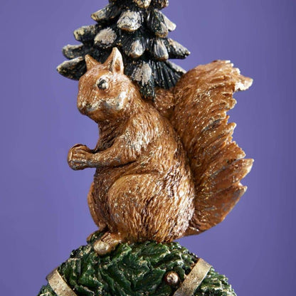 Squirrel candlestick on wreath 32 cm