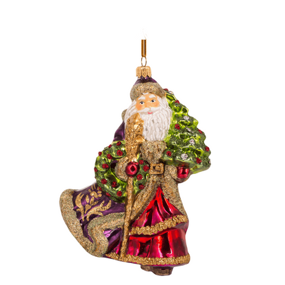 Juletrepynt Santa With Wreath 17 cm