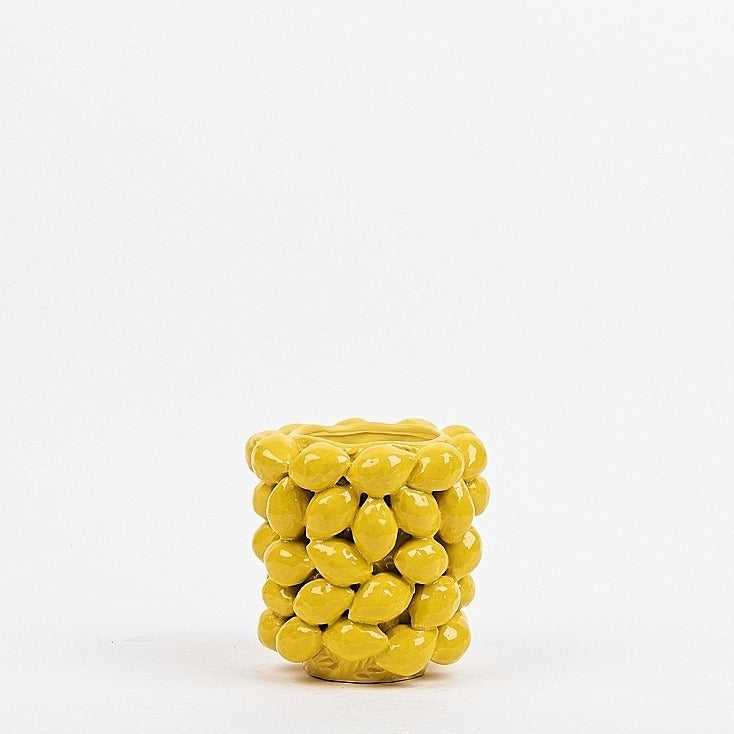 Vase with lemons yellow 16x18 cm
