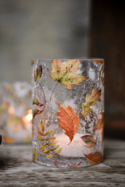 Lysglass høstblad 10x14,5 cm